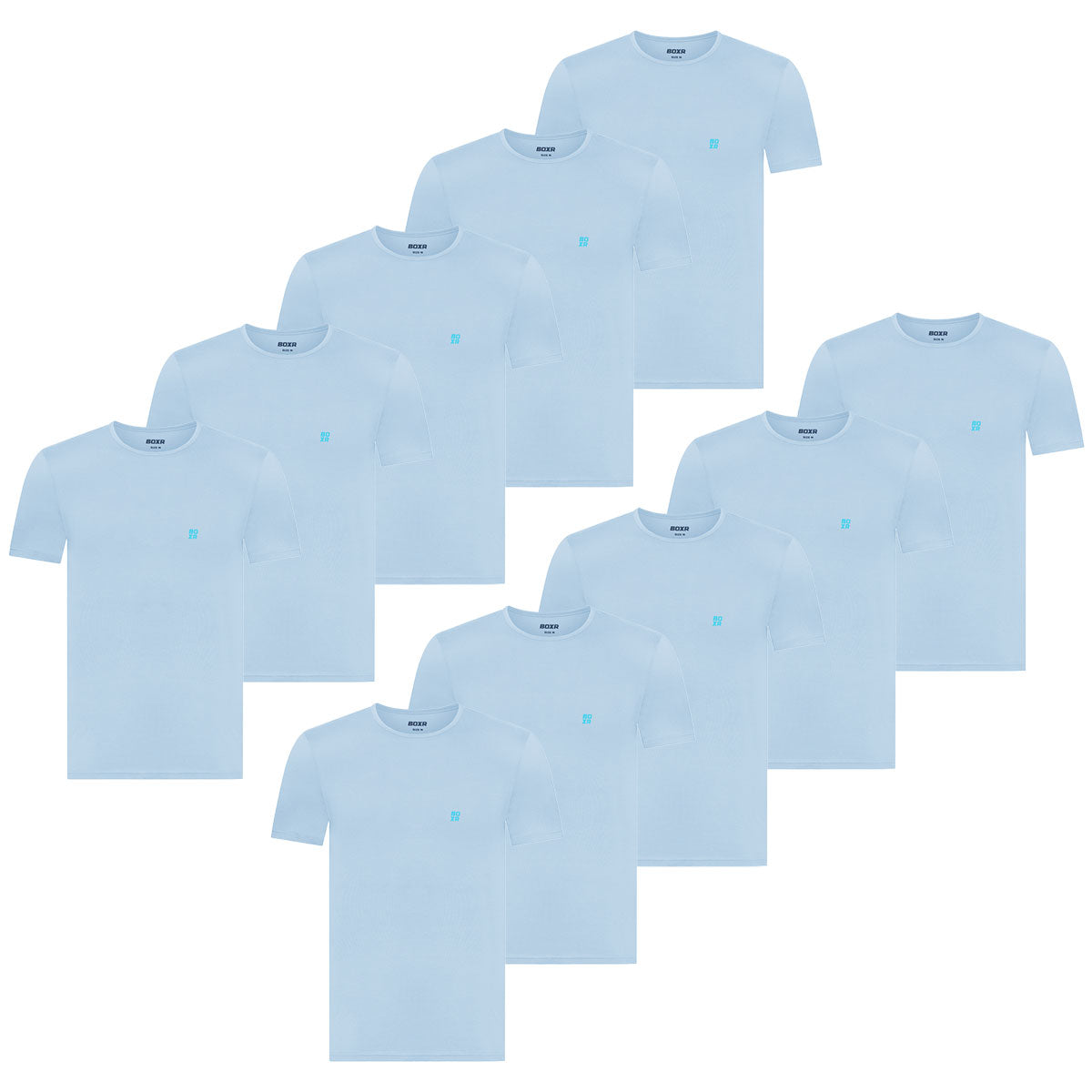 BOXR | Casual T-Shirt en Bambou - Lot de 10 - Bleu ciel