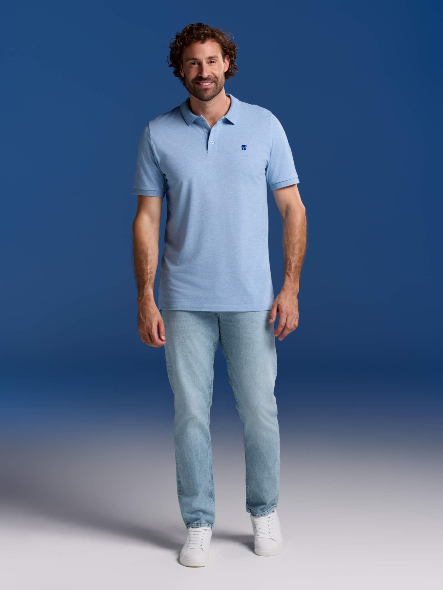 BOXR | Polos en Bambou Lot de 2 Bleu Clair Chiné