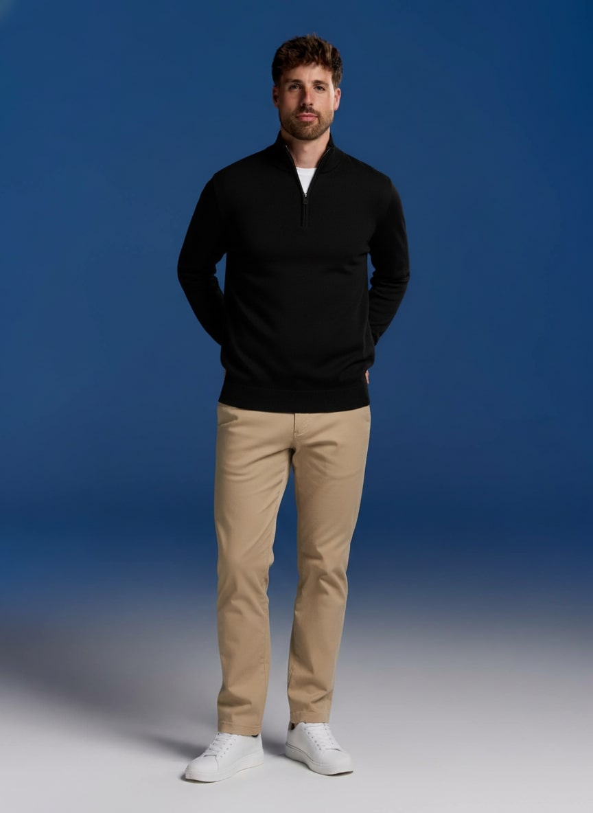 BOXR | Pull demi Zippé - Noir
