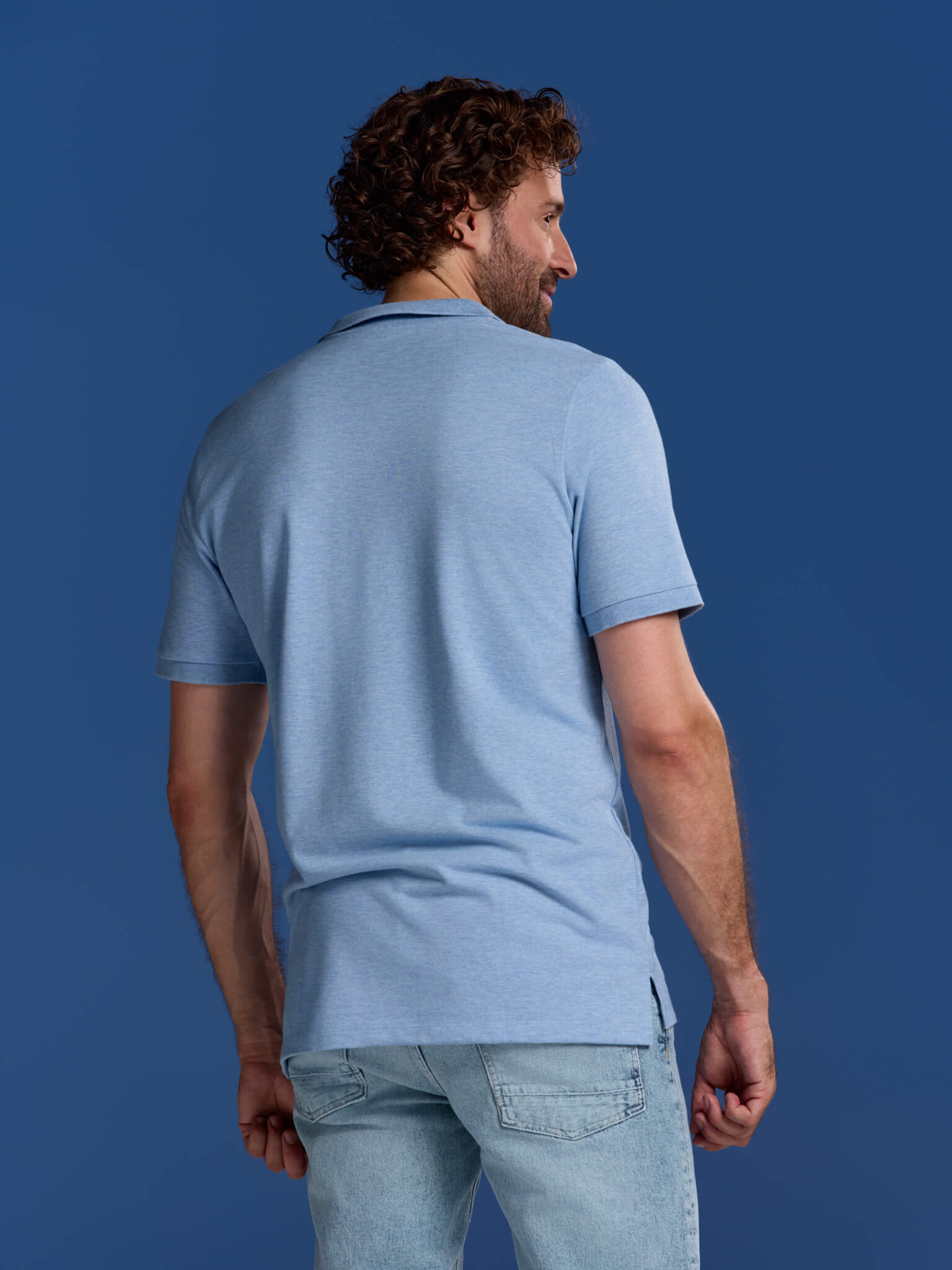 BOXR | Polos en Bambou Lot de 2 Bleu Clair Chiné