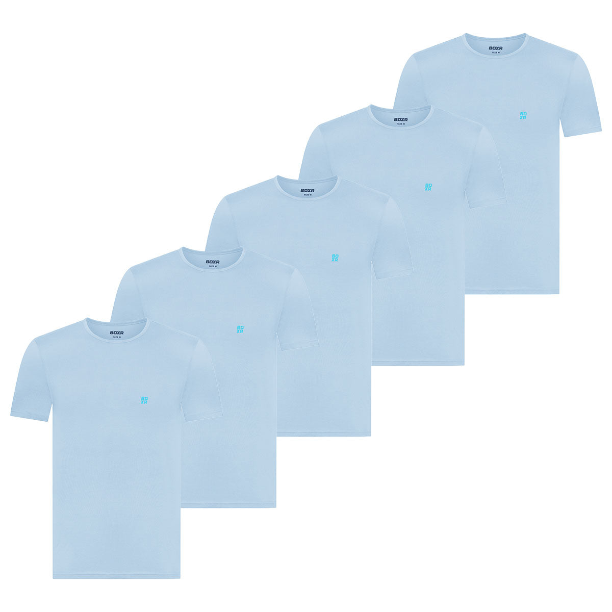 BOXR | Casual T-Shirt en Bambou - Lot de 5 - Bleu ciel