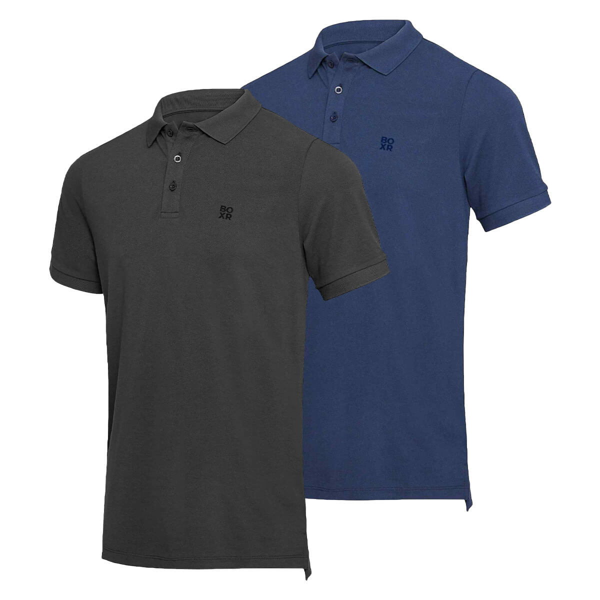 BOXR | Polos en Bambou Lot de 2 Noir & Marine