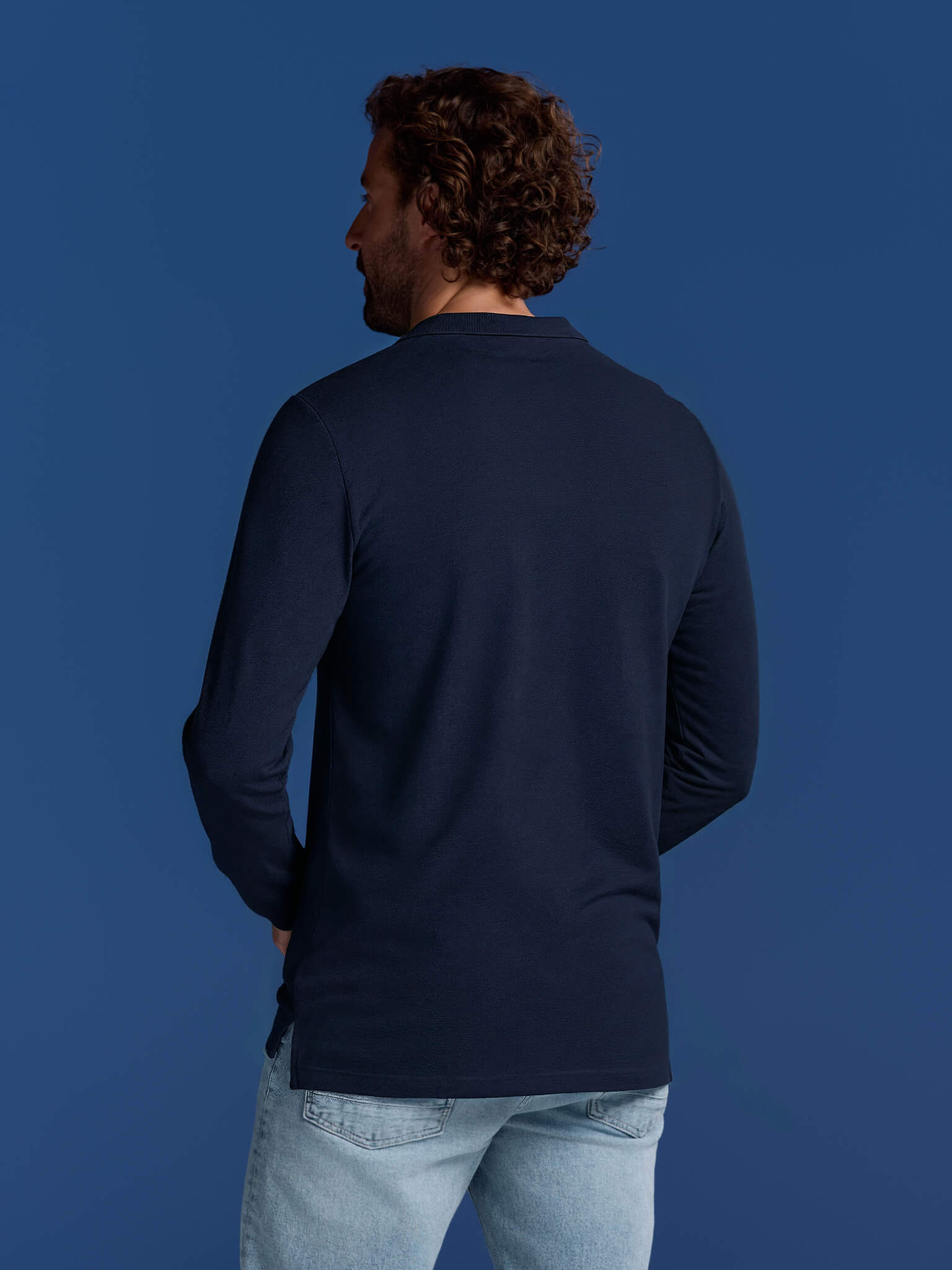 BOXR | Polo à Manches Longues en Bambou – Bleu Marine