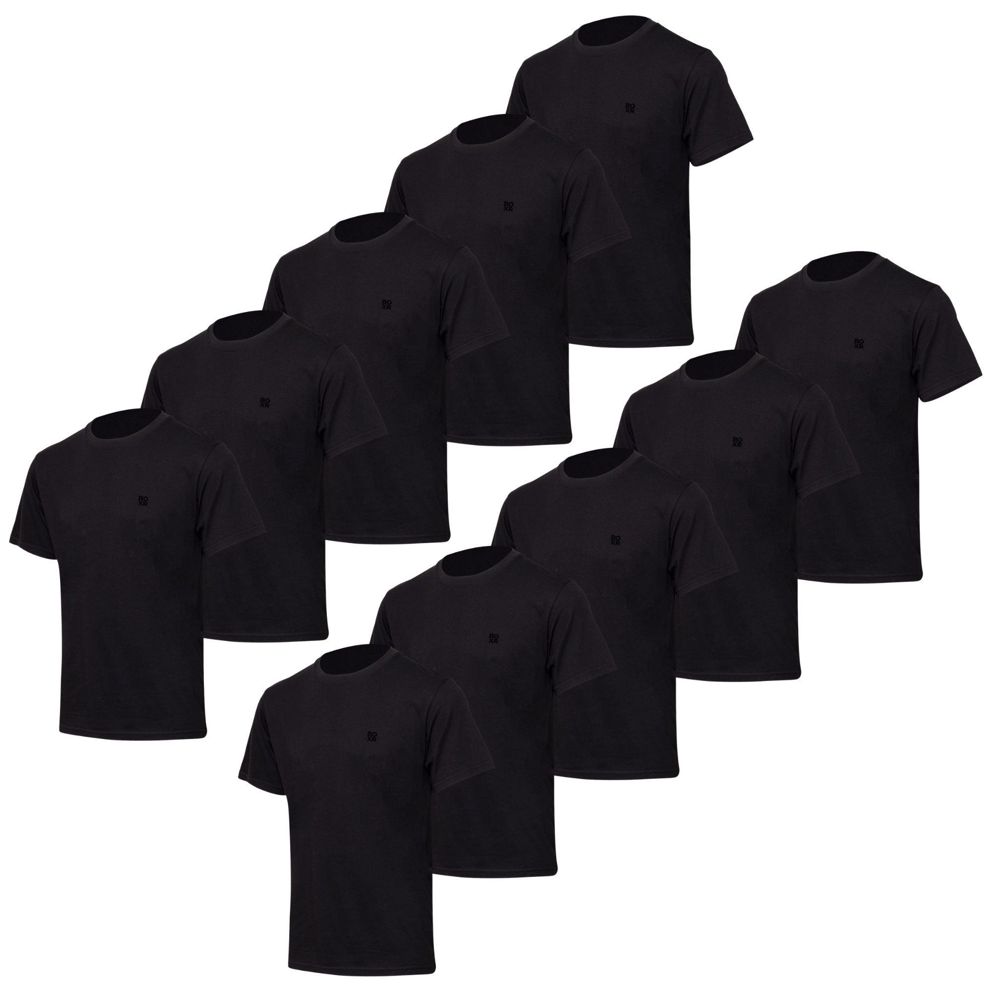 BOXR | Casual T-Shirt en Bambou - Lot de 10 - Noir