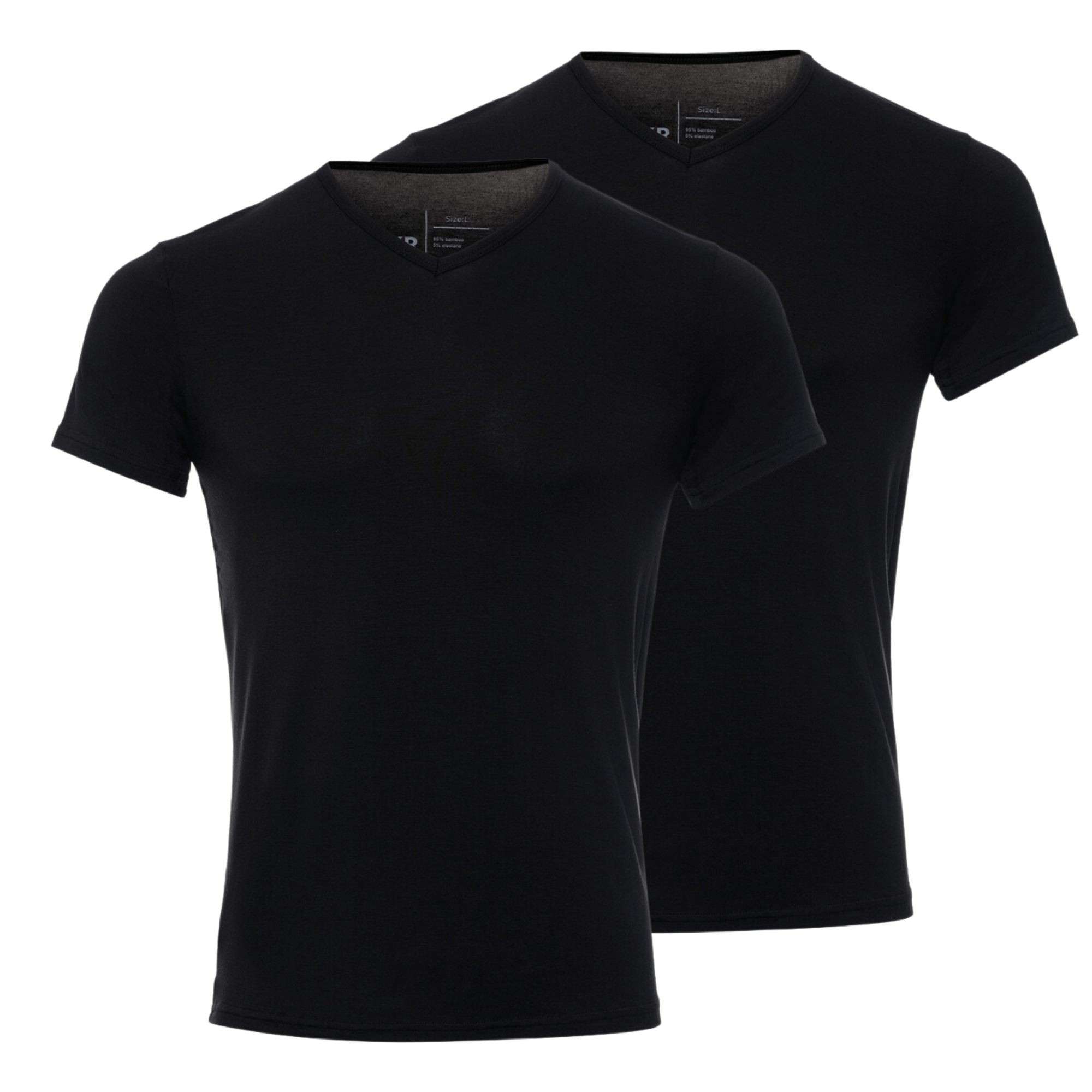 BOXR | T-shirt en bambou col en V- Lot de 2 - Noir