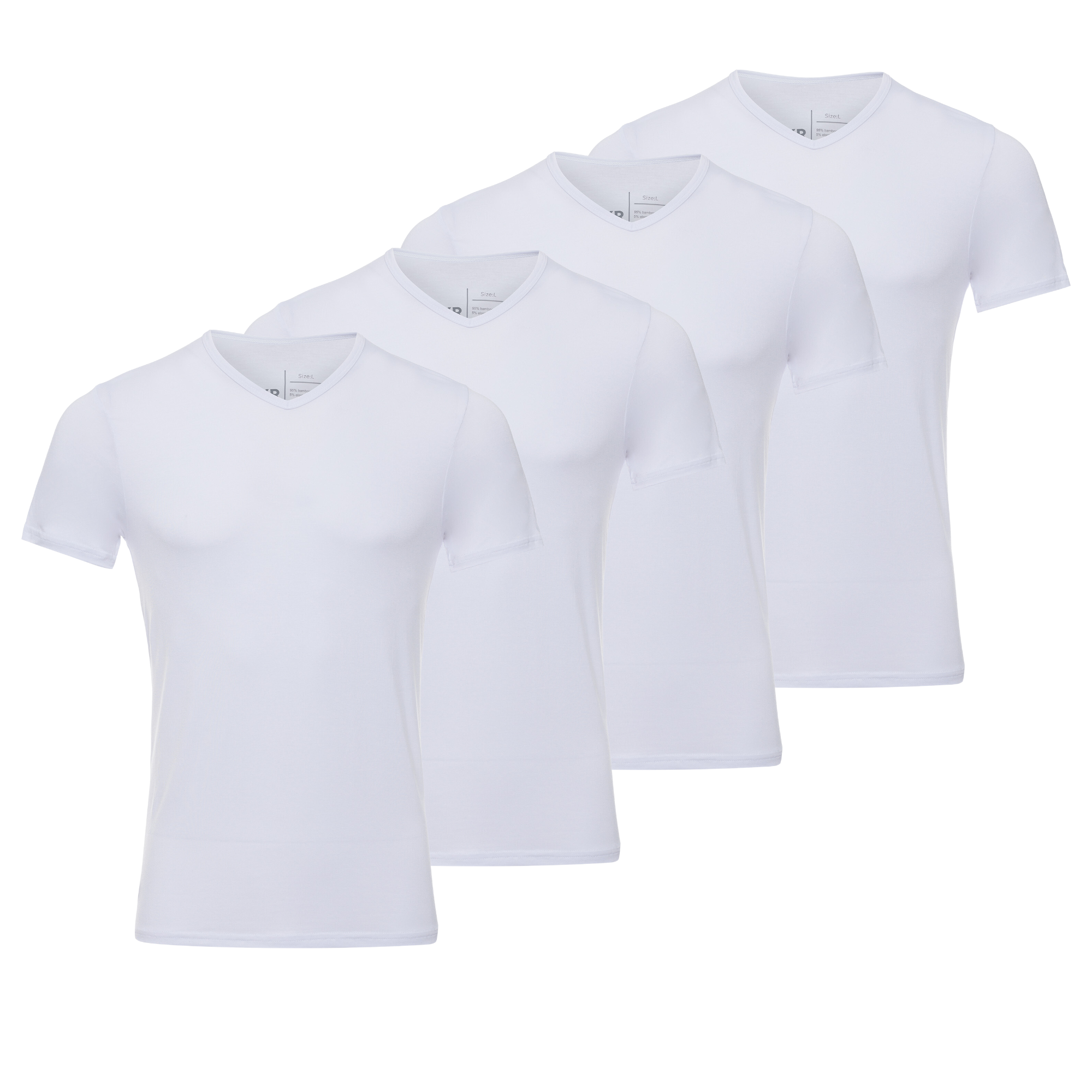 BOXR | T-shirt en bambou col en V- Lot de 4 - Blanc