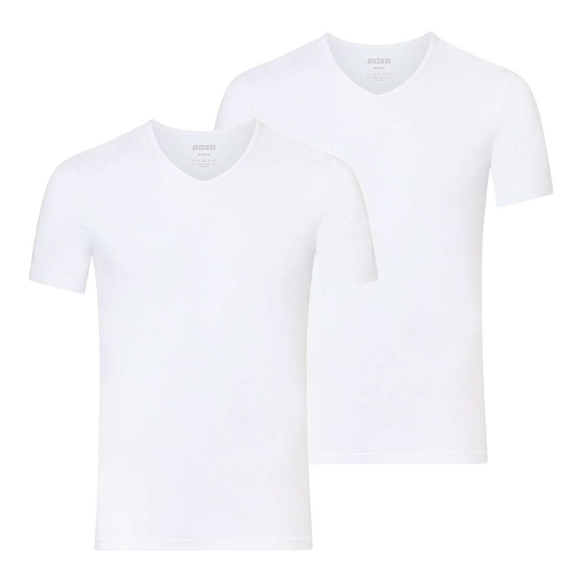 BOXR | T-shirt en bambou col en V- Lot de 2 - Blanc