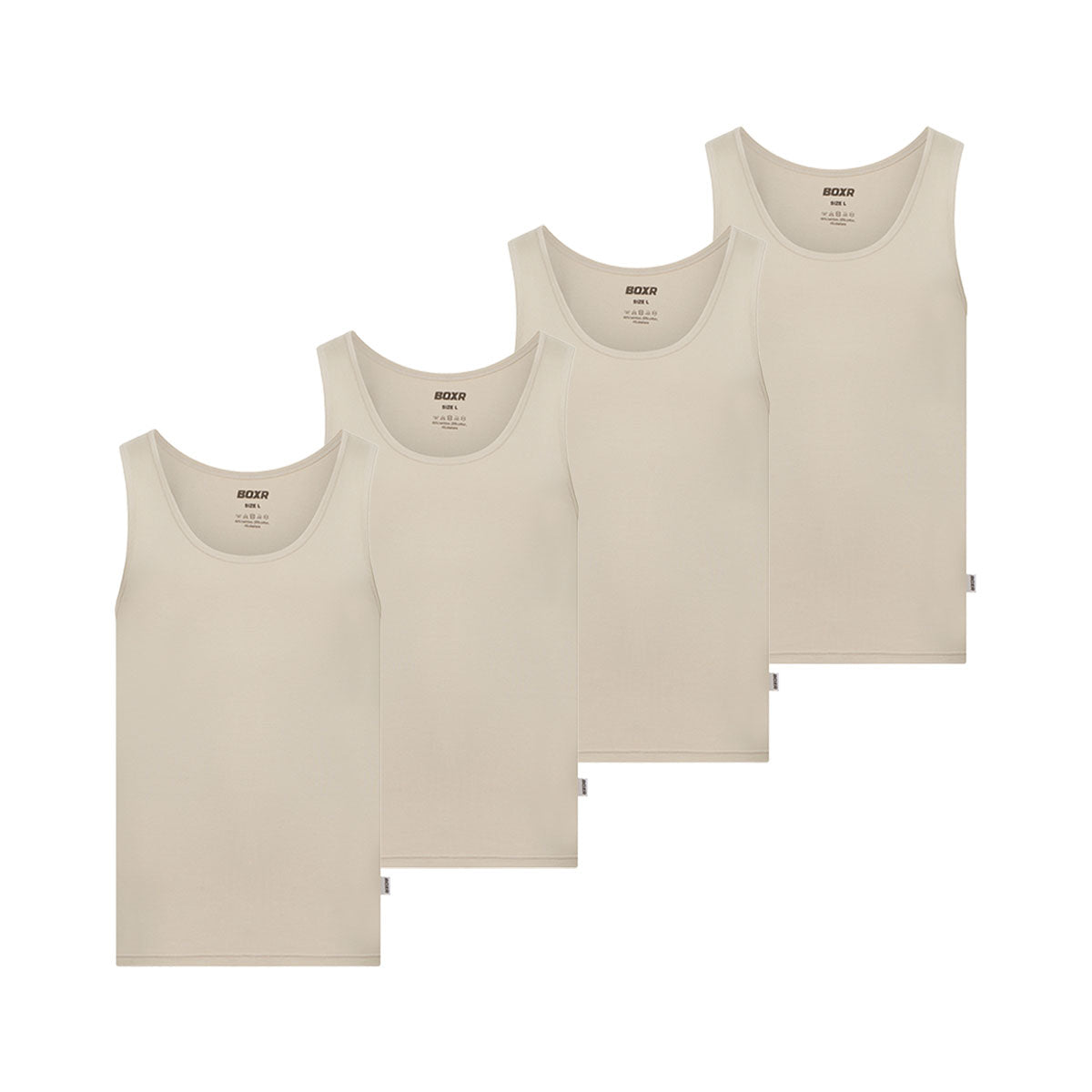 BOXR | Débardeur en Bambou - Lot de 4 - Kaki Beige
