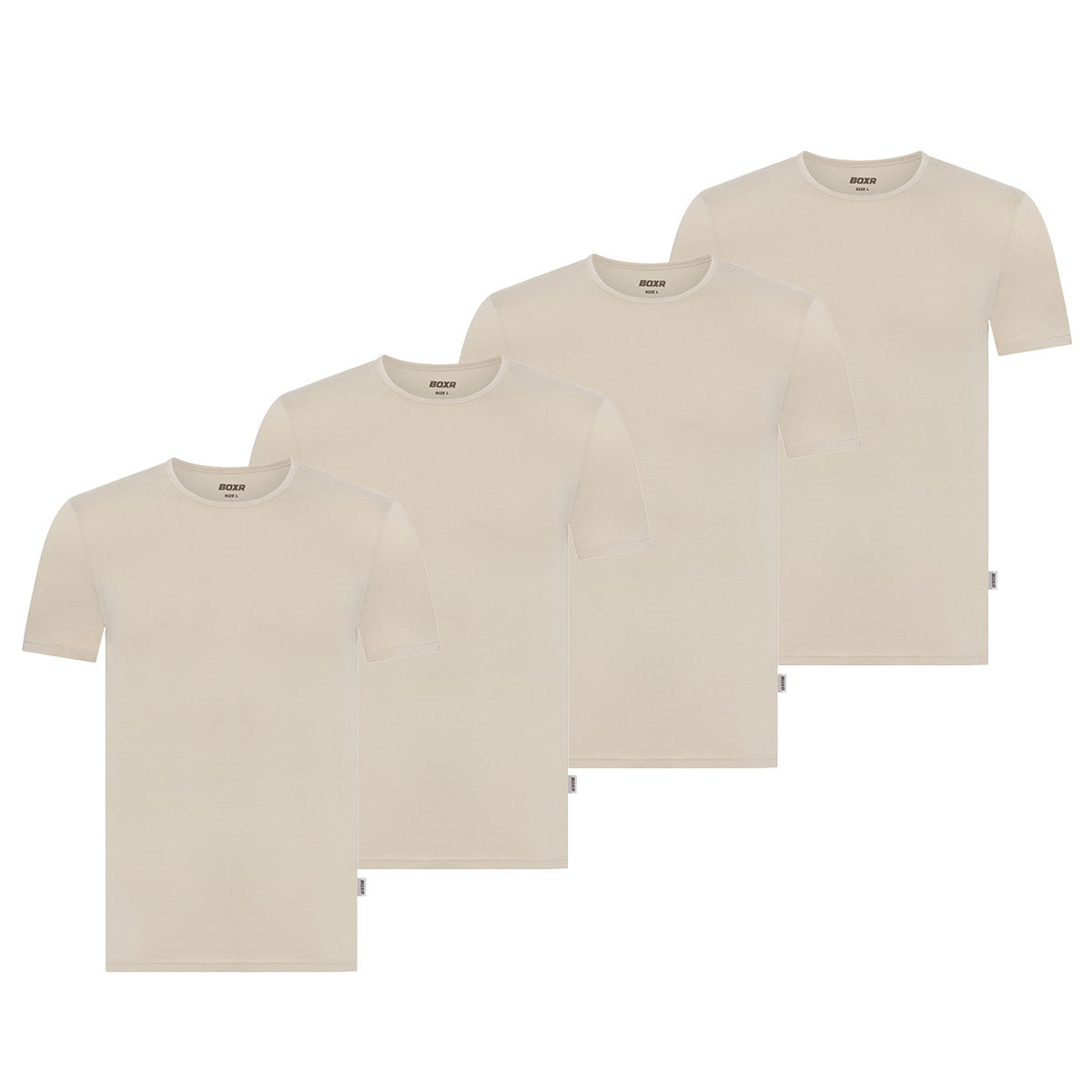 BOXR | T-shirt en bambou - Lot de 4 - Kaki Beige
