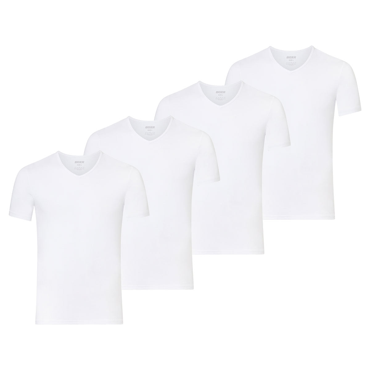 BOXR | T-shirt en bambou col en V- Lot de 4 - Blanc