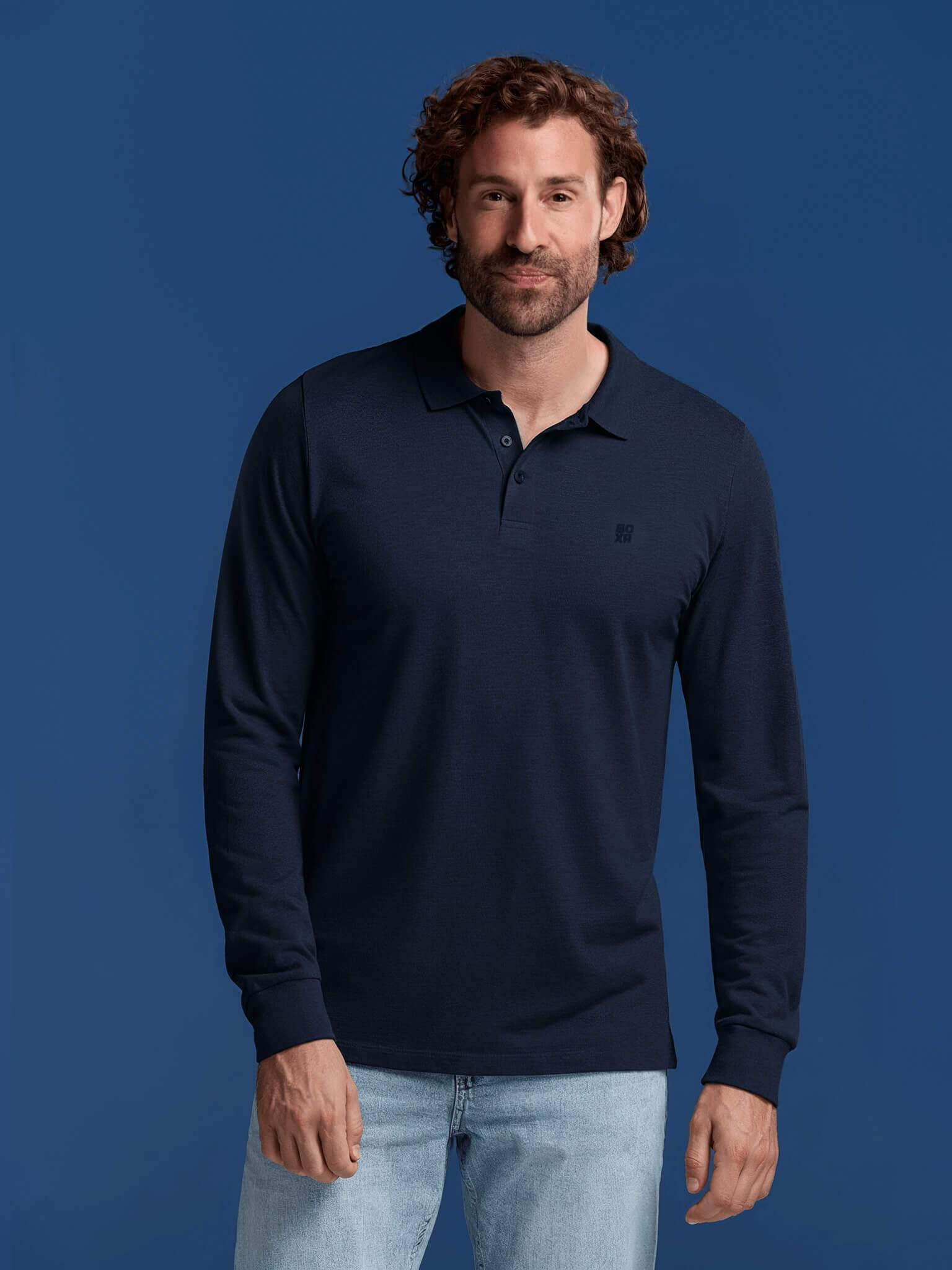 BOXR | Polo à Manches Longues en Bambou – Bleu Marine