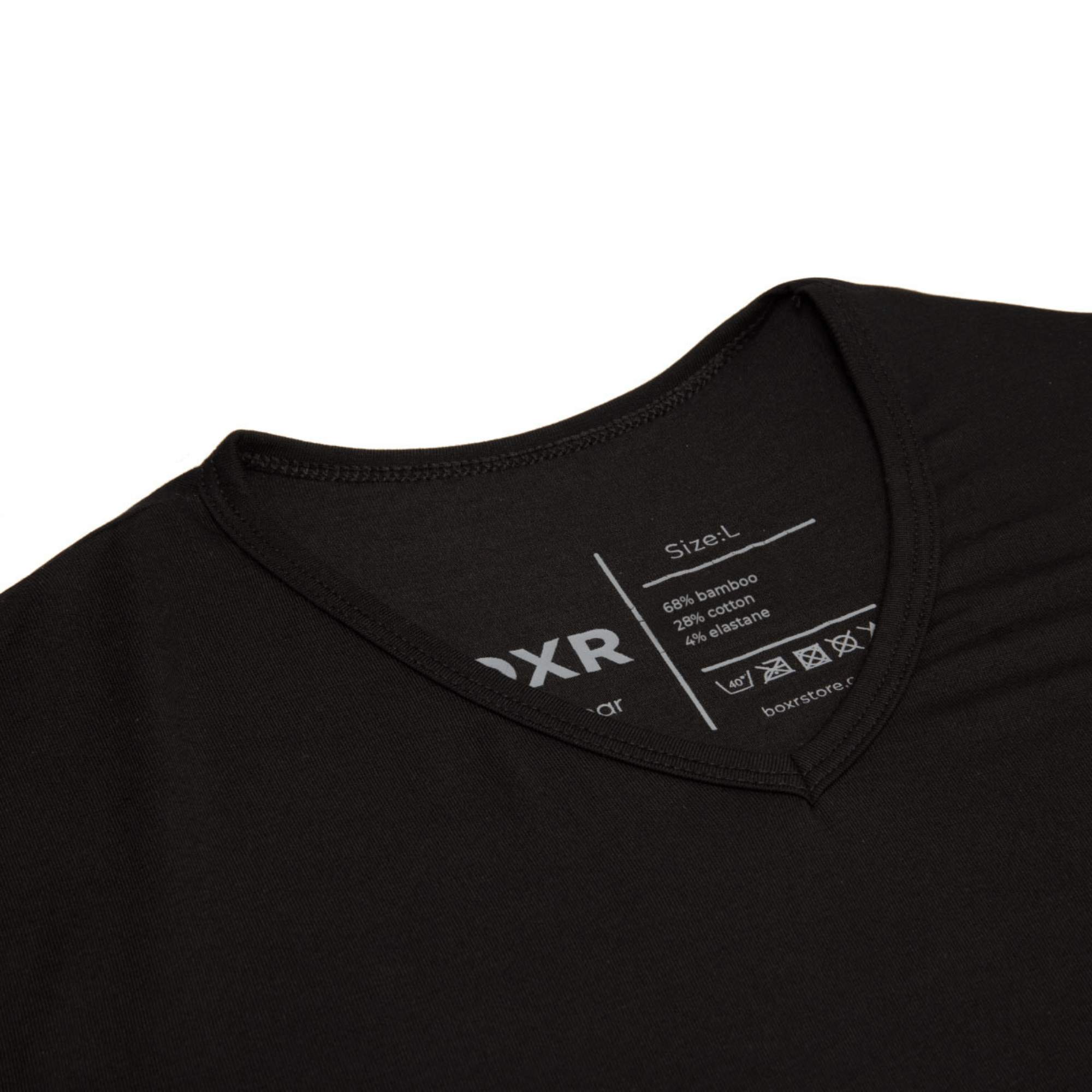 BOXR | T-shirt en bambou col en V- Lot de 4 - Noir