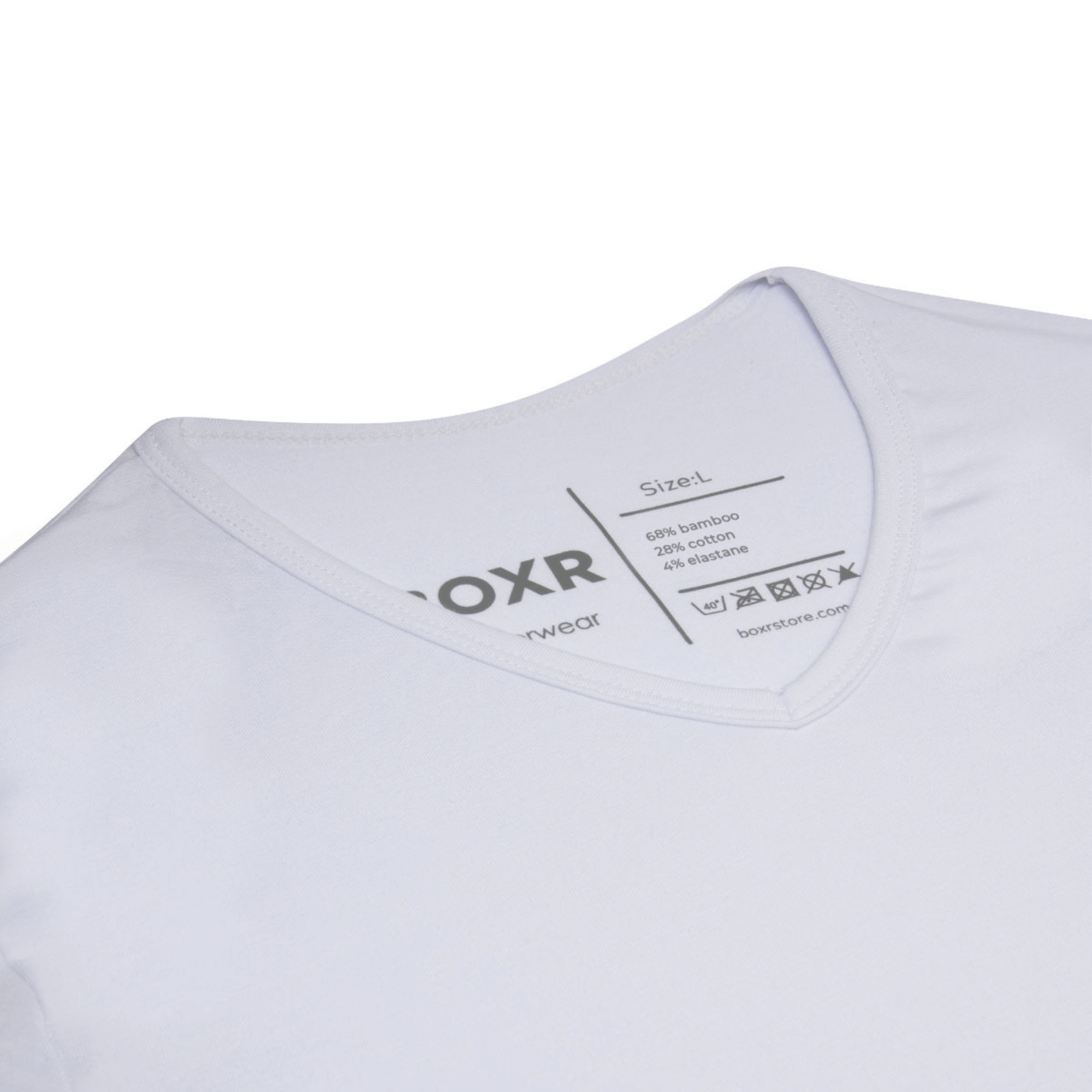 BOXR | T-shirt en bambou col en V- Lot de 2 - Blanc