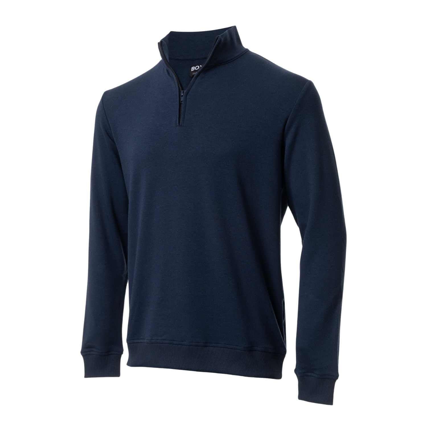 BOXR Underwear - Pull Demi Zippé En Bambou Pour Homme - Bleu Marine Olive Verte - S-3XL (FR/ES, Alpha/Lettres, S, Taille Normale, Taille Normale, Bleu Marine