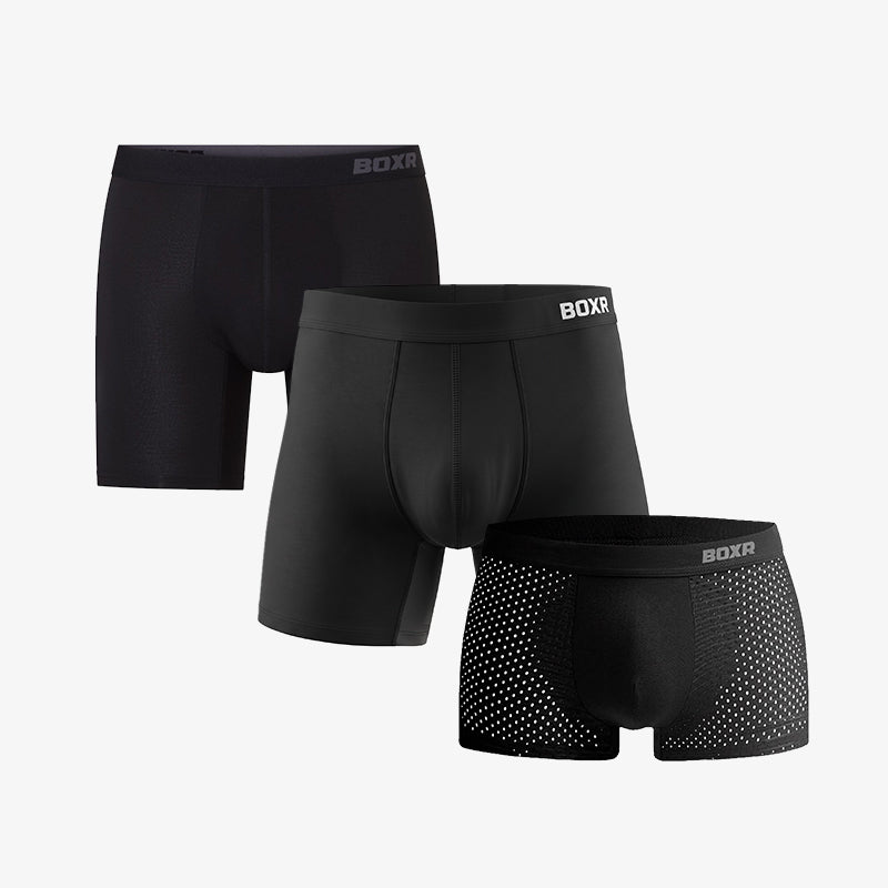 Lot Discovery BOXR avec les boxers en bambou Original, Active et Pro en noir