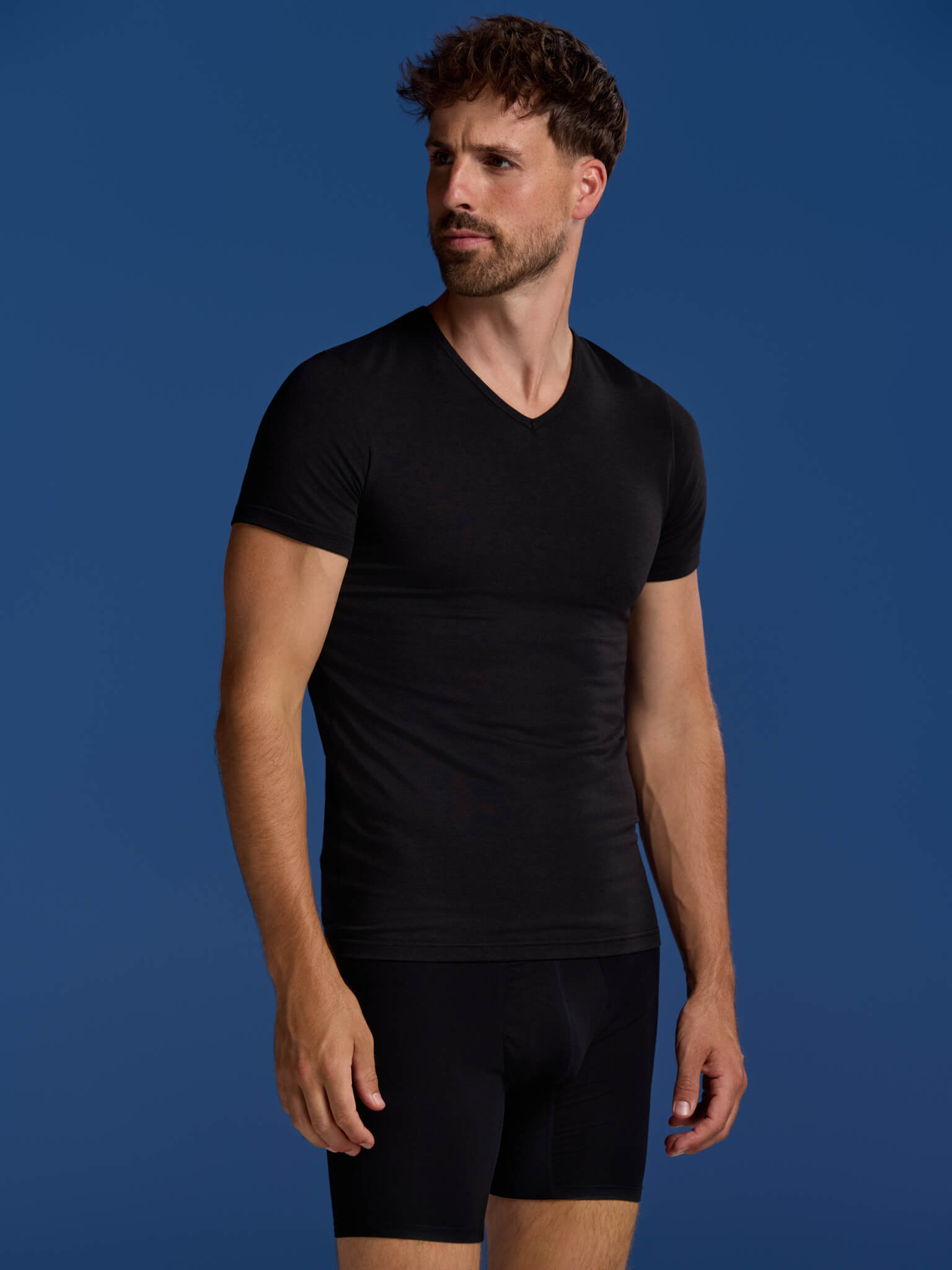 BOXR | T-shirt en bambou col en V- Lot de 2 - Noir