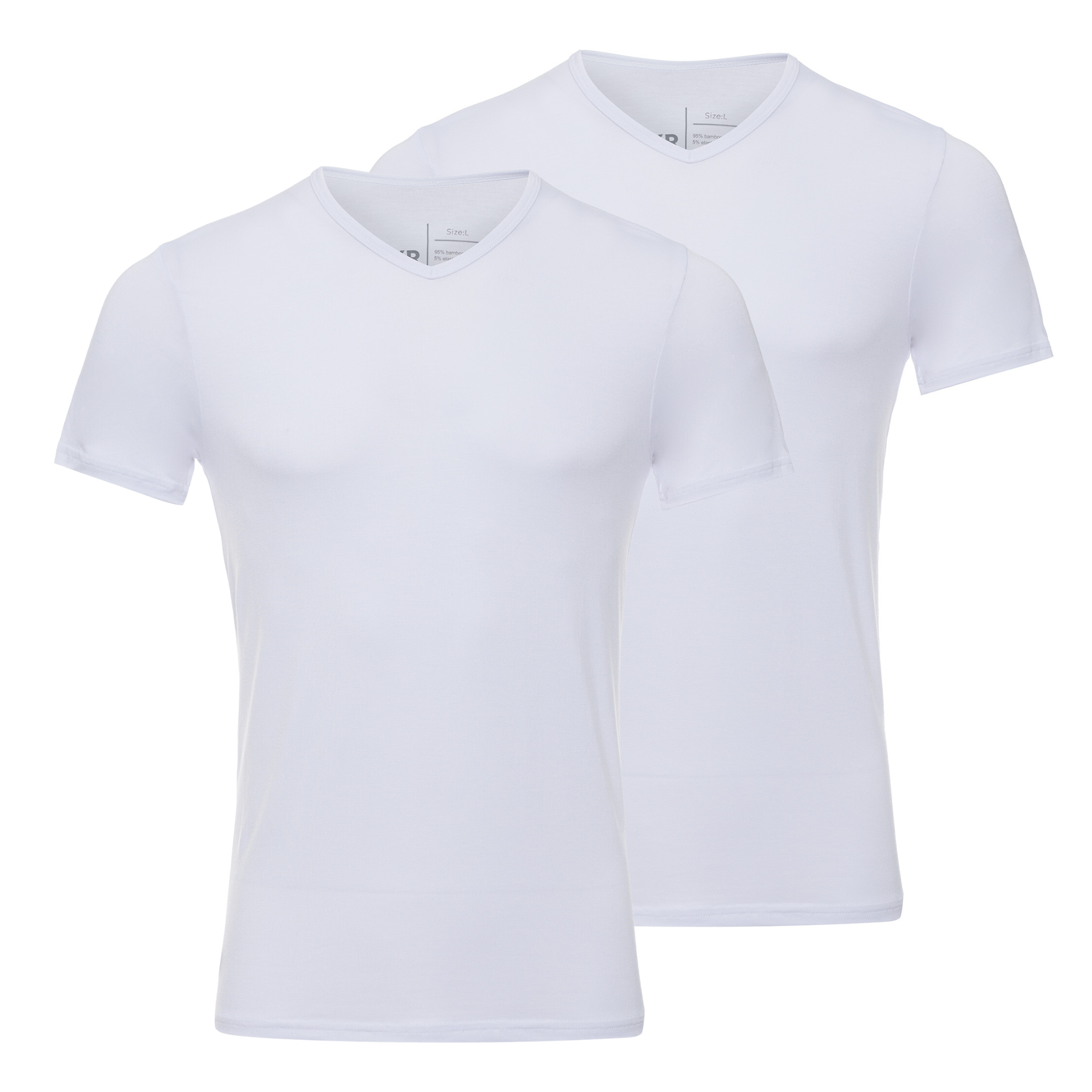 BOXR | T-shirt en bambou col en V- Lot de 2 - Blanc